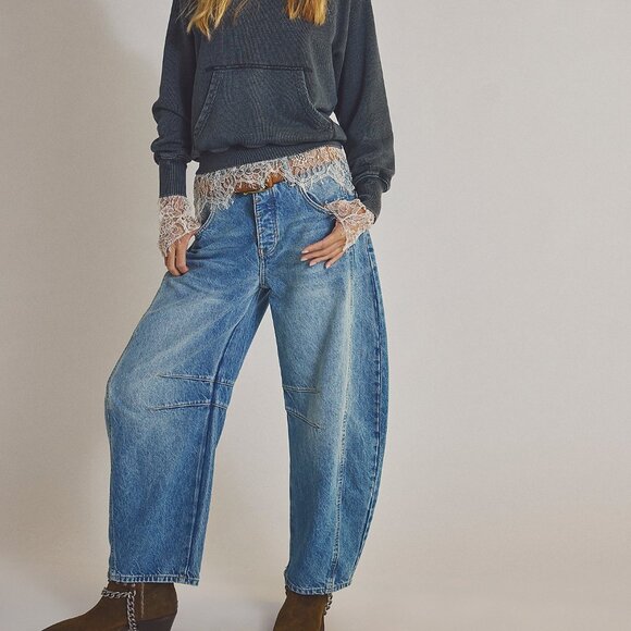 We The Free Good Luck Mid-Rise Barrel Jeans - Picture 1 of 1